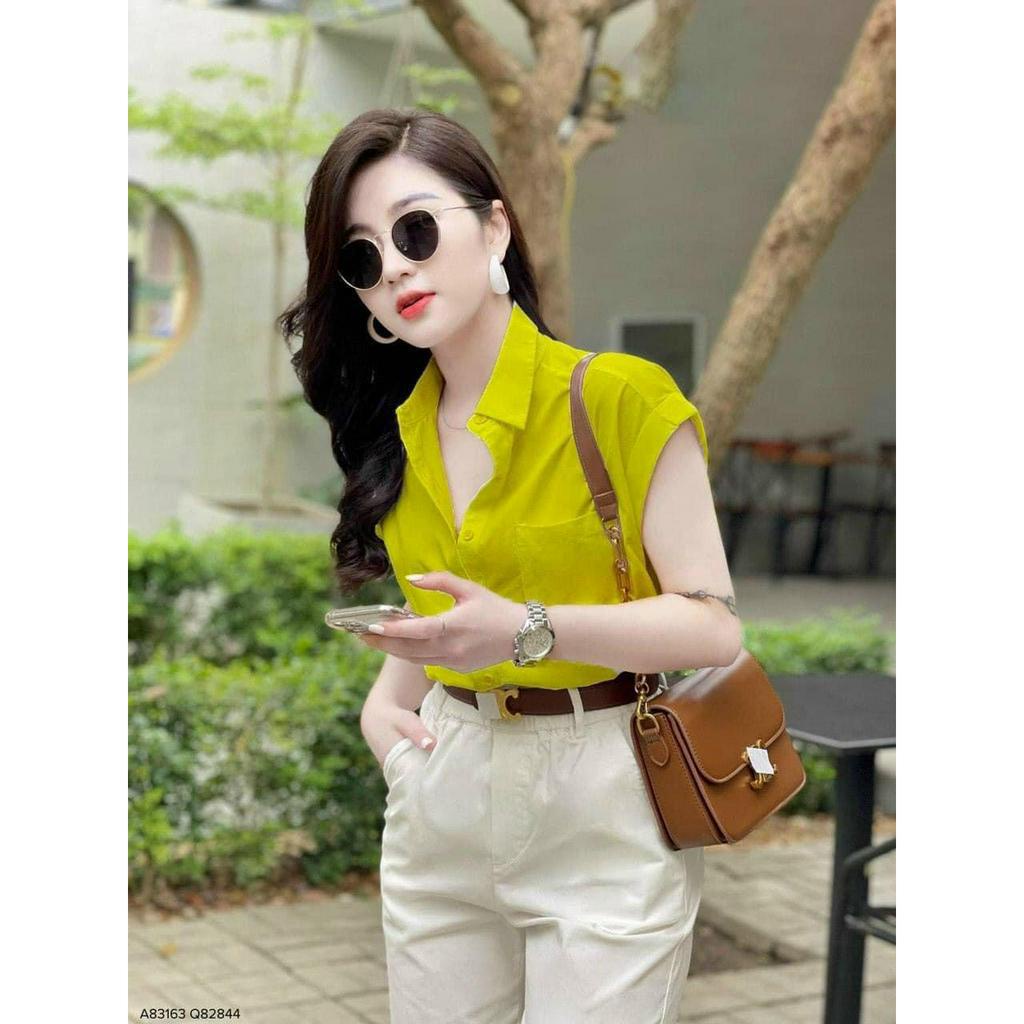 Áo Sơ Mi Nữ, Áo Sơ Mi Đũi Tơ Tay Hến Mặc Mát Lịm Bao Sang, Mã G1