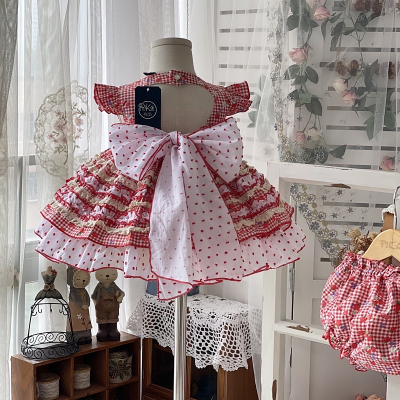 Váy Công Chúa Mùa Hè Cao Cấp Bé Gái - Hoạ Tiết Dâu Tây Lolita Mới 2022