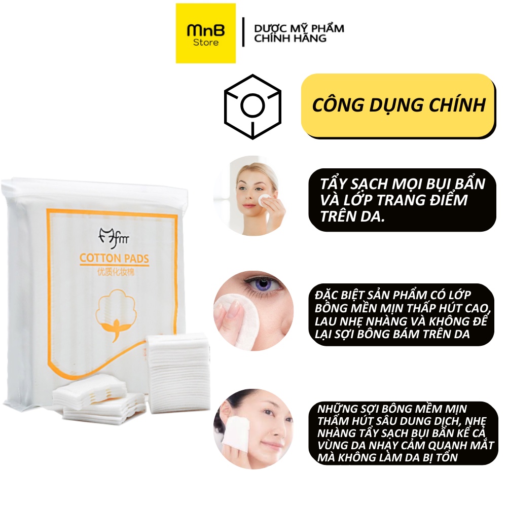 Bông tẩy trang 3 lớp Cotton Pads 222 miếng siêu mịn và an toàn