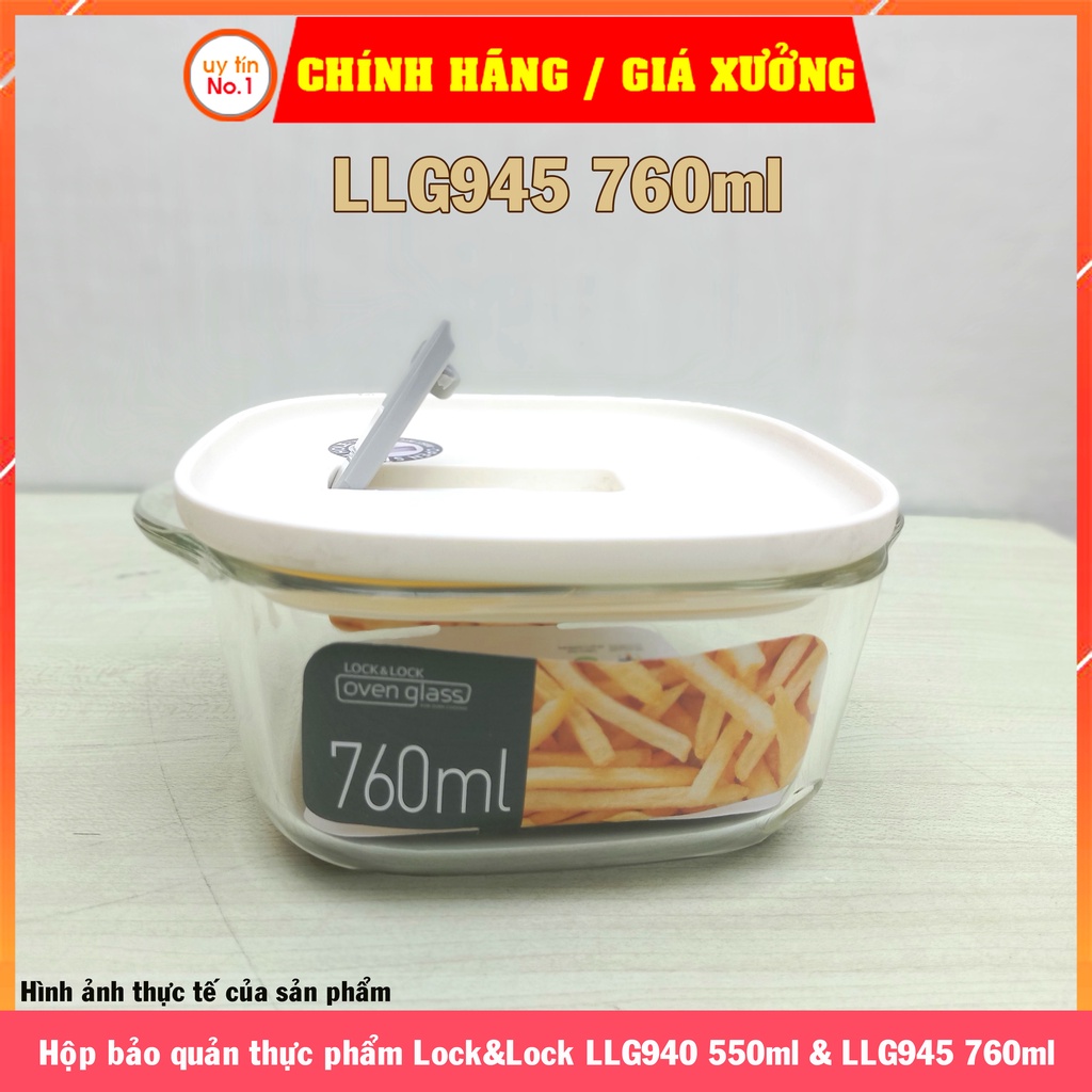 Hộp bảo quản thực phẩm LOCK&LOCK bằng thủy tinh chịu nhiệt có van thông hơi MORDEN STEAM HOLE - LLG940 760ml & LLG945