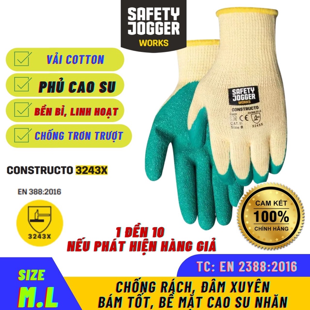 Găng Tay Bao Tay Bảo Hộ Lao Động Phủ Cao Su Nhăn Chống Đâm Thủng Bền Bỉ Nam Nữ BiBoy Shop Safety Jogger Constructo