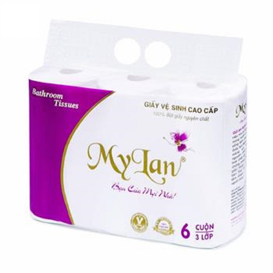 6 Cuộn Giấy vệ sinh MyLan Cao Cấp 4 lớp, Siêu dai, Mềm mịn-Hàng Công Ty Mylan