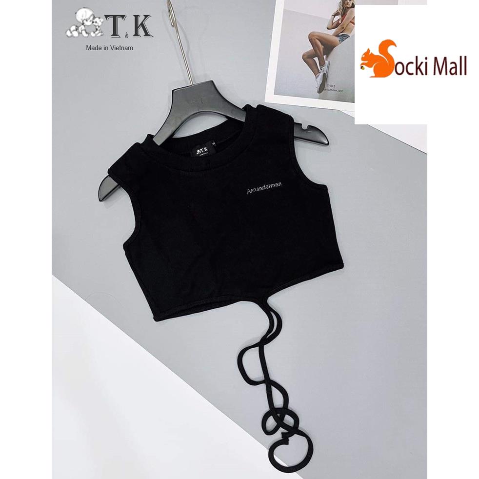 (Loại 1) Thời trang trẻ em - Áo thun bé gái sát nách, cột dây sau eo sành điệu - SockiMall (210572)