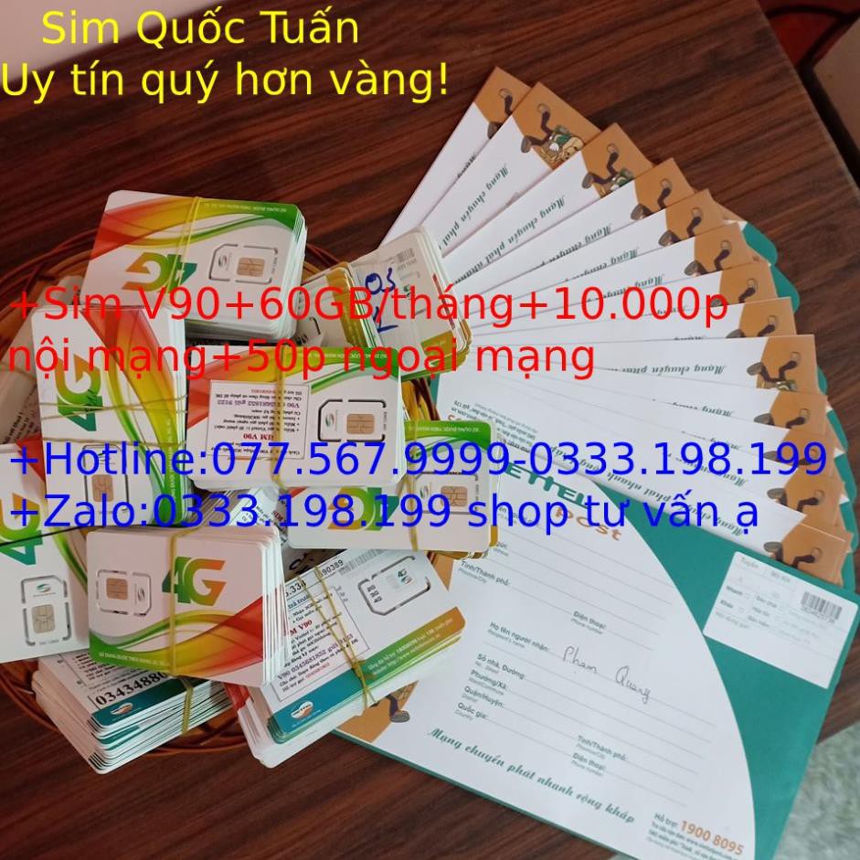 [Siêu giảm giá] Sim 4G Viettel V90 Tặng 60Gb/tháng, 50p ngoại mạng và miễn phí gọi nội mạng -Mua về dùng luôn