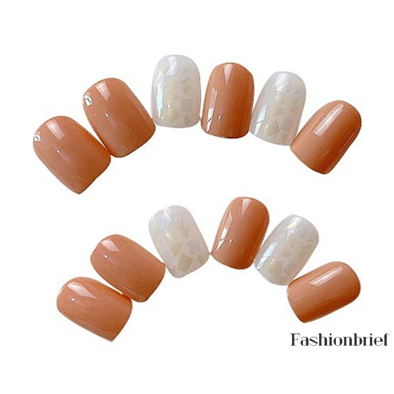 [Hàng mới về] Bộ 24 Móng Tay Giả Màu Hồng Phối Họa Tiết Vỏ Sò Đáng Yêu Dành Cho Nữ