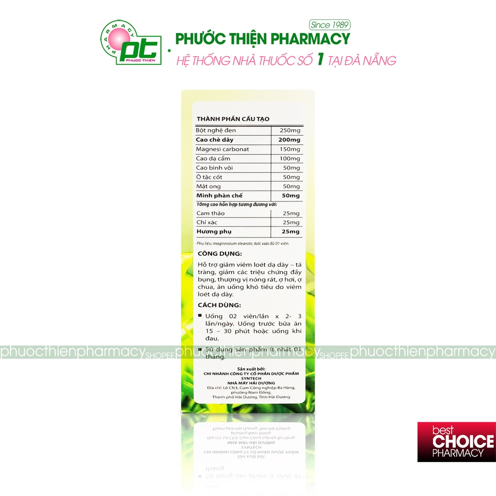 Viên Dạ Dày Forte Viên uống hỗ trợ viêm loét trào ngược dạ dày Tất Thành cao chè dây hộp 30 Viên