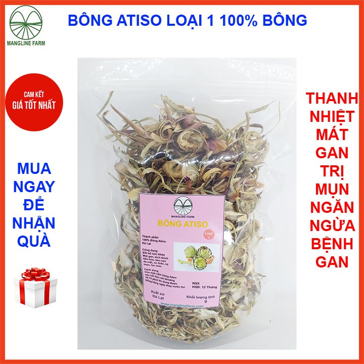 100g Bông atisô khô Đà Lạt loại I 100% bông thanh nhiệt mát gan ăn ngon ngủ tốt đẹp da mặt