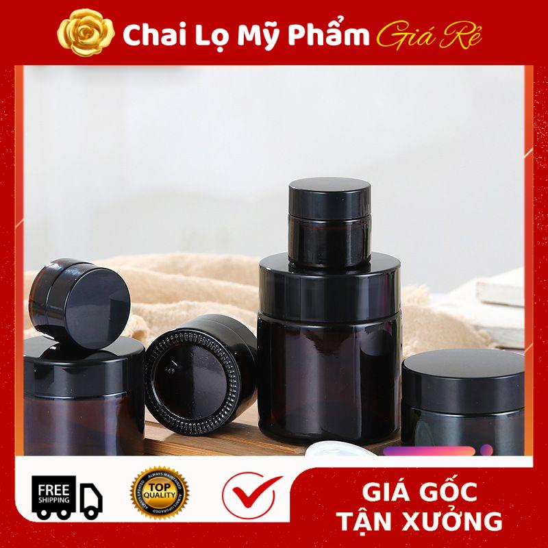 Hủ Đựng Kem ❤ Hũ Chiết Kem Thủy Tinh Nâu 15g , Hũ lọ chiết mỹ phẩm , phụ kiện du lịch