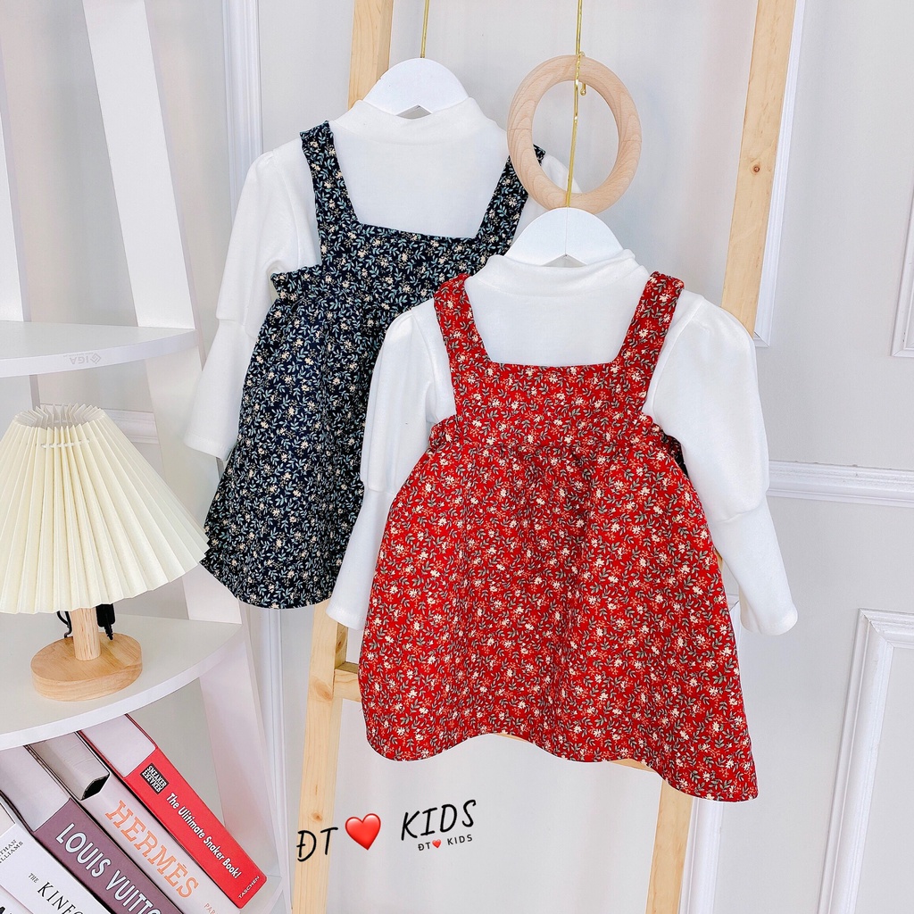 Set Váy Yếm Cho Bé - Set Yếm Váy Áo Cotton Tay Bồng - Yếm Thu Đông Siêu Đẹp, Ấm Cho Bé 8-18kg - N&D Kids