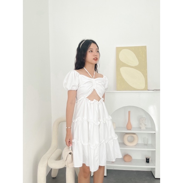 Đầm babydoll tiểu thư rút dây khoét eo 💓FREESHIP💓 ullzang mặc sinh nhật, kỉ yếu