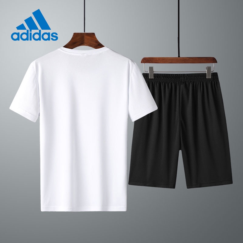 Adidas Bộ Áo Thun Ngắn Tay + Quần Short Thể Thao Trơn Màu Thấm Hút Mồ Hôi Thời Trang Mùa Hè Dành Cho Nam