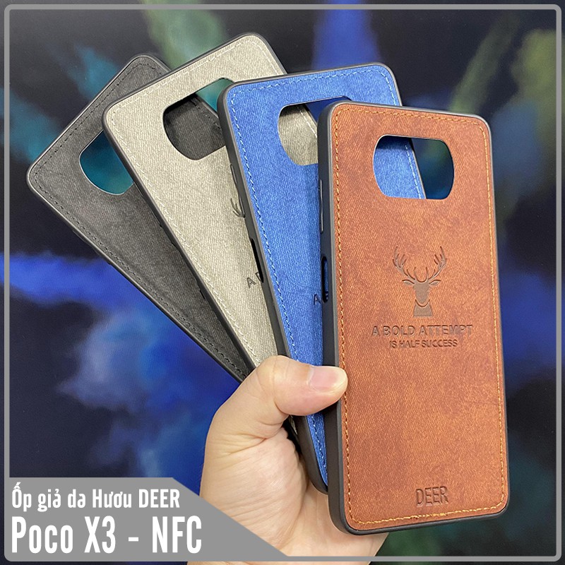 Ốp lưng cho Xiaomi Poco X3 NFC giả da con hươu DEER