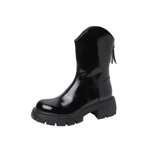 Boots da nữ cổ ngắn và cổ cao dưới đầu gối đế răng cưa cao 5cm có khoá kéo