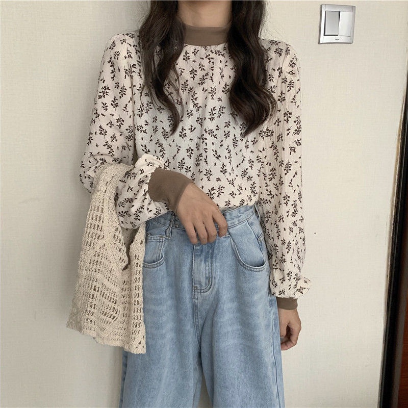 Áo Sơ Mi Tay Dài In Hoa Kiểu Vintage Thời Trang 2022 Cho Nữ