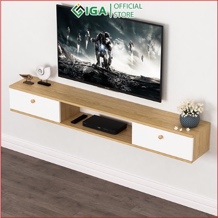 Kệ tivi treo tường 2 ngăn kéo vân gỗ sồi hiện đại phòng khách GP188