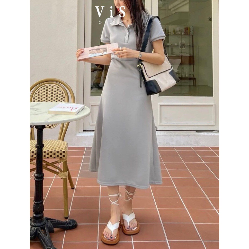 Đầm midi polo nữ chất thun
