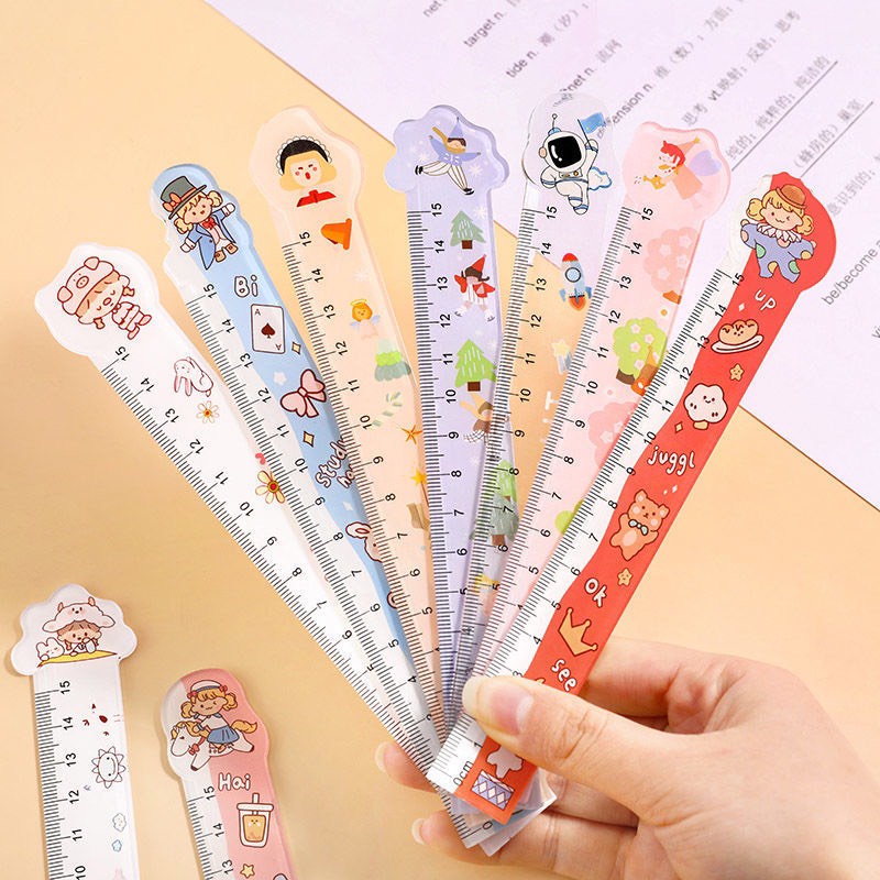 Thước kẻ nhựa cứng họa tiết hoạt hình đáng yêu, Thước kẻ cho học sinh sinh viên