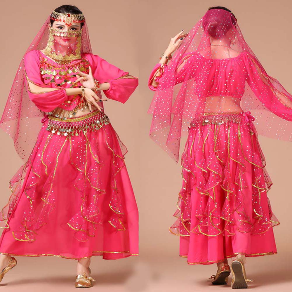 Váy Múa Bụng Đính Kim Sa Lấp Lánh Thời Trang Cho Nữ