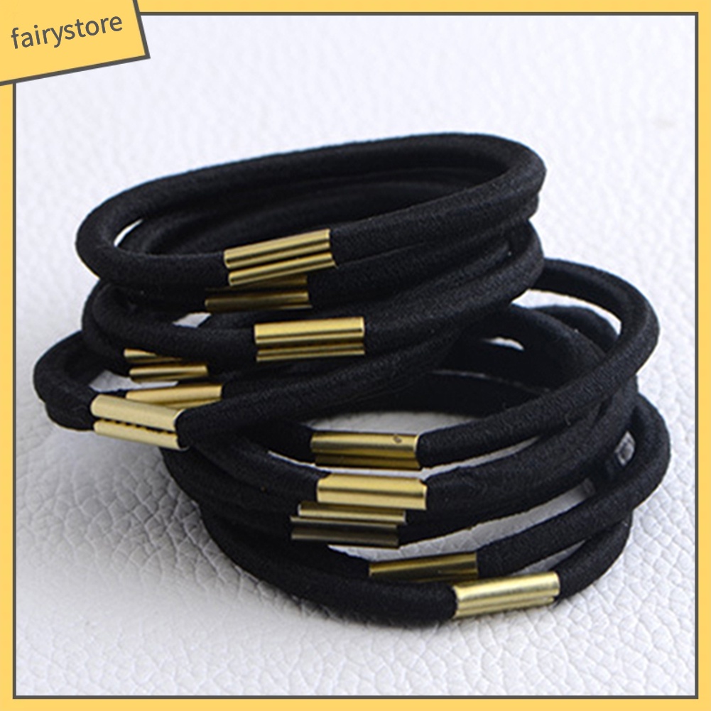 Set 10 dây cột tóc co giãn màu đen cho nữ