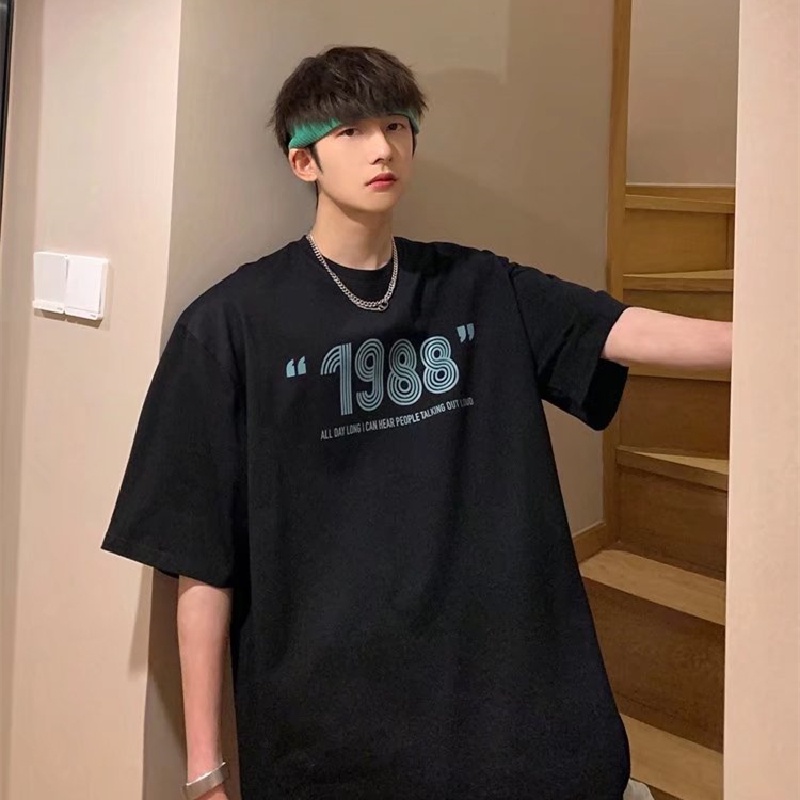 Áo Thun Nam Tay Ngắn Dáng Rộng In Chữ Size M-5XL Phong Cách Hip Hop