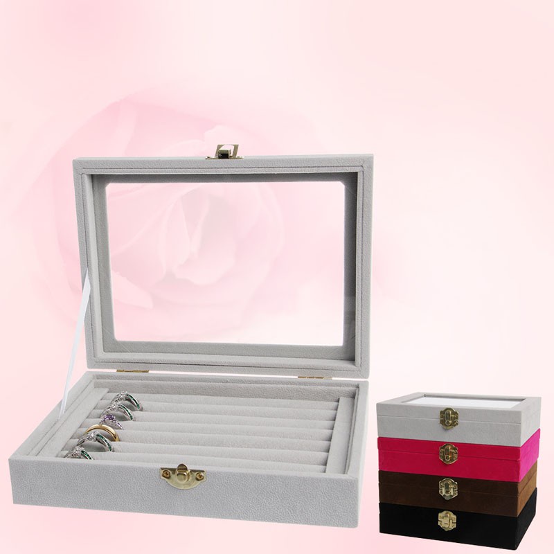 folღ Velvet Jewelry Organizer Cufflinks Display Holder Earring Ring Box Showcase Tray