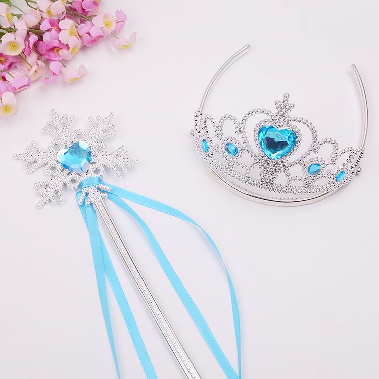 Bộ 2 Món Vương Miện Công Chúa Elsa + Đũa Thần Kỳ Dành Cho Trẻ Em | Phụ Kiện Thời Trang Trẻ Em