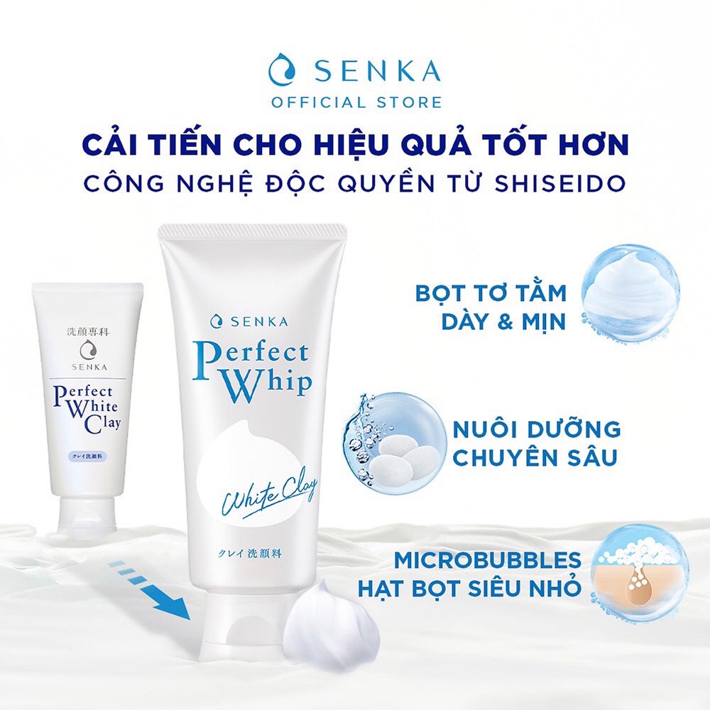 Sữa Rửa Mặt Tạo Bọt Làm Sạch Sâu Senka Perfect Whip U 120g Nhật Bản - Mẫu mới