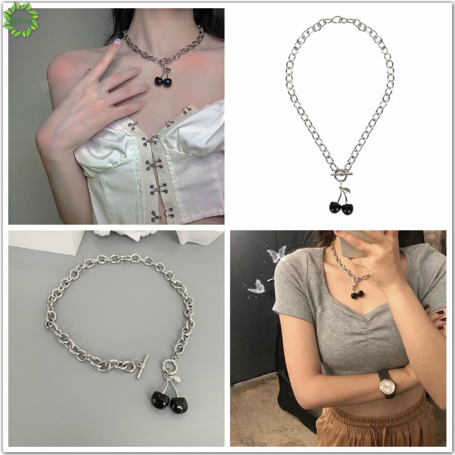 Vòng Cổ Choker Mặt Quả Anh Đào Đen Thời Trang Dành Cho Nữ