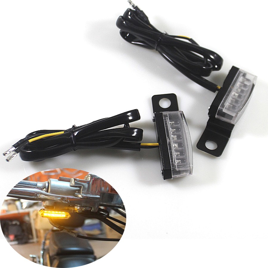 Bộ 2 đèn led mini xi nhan báo rẽ báo phanh màu đen cho xe máy harley davidson racer choppers