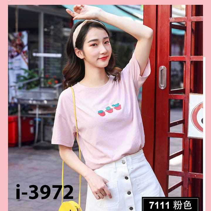 Áo Thun Tay Lỡ Nữ In 3 Chậu Xương Rồng