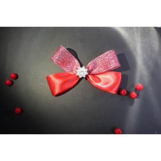 [ Mã HYLY10 giảm 10K đơn 20K] kẹp tóc lụa đỏ phối lụa nhũ đỏ cách điệu handmade