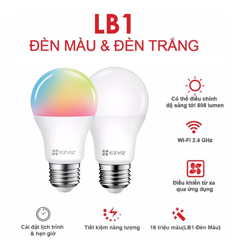 Ổ Cắm Wifi Thông Minh Ezviz T30-10A-EU Bật Tắt Thiết Bị Điện Qua Điện Thoại, Ezviz T30-10B-UE, LB1-Đèn màu - Chính Hãng