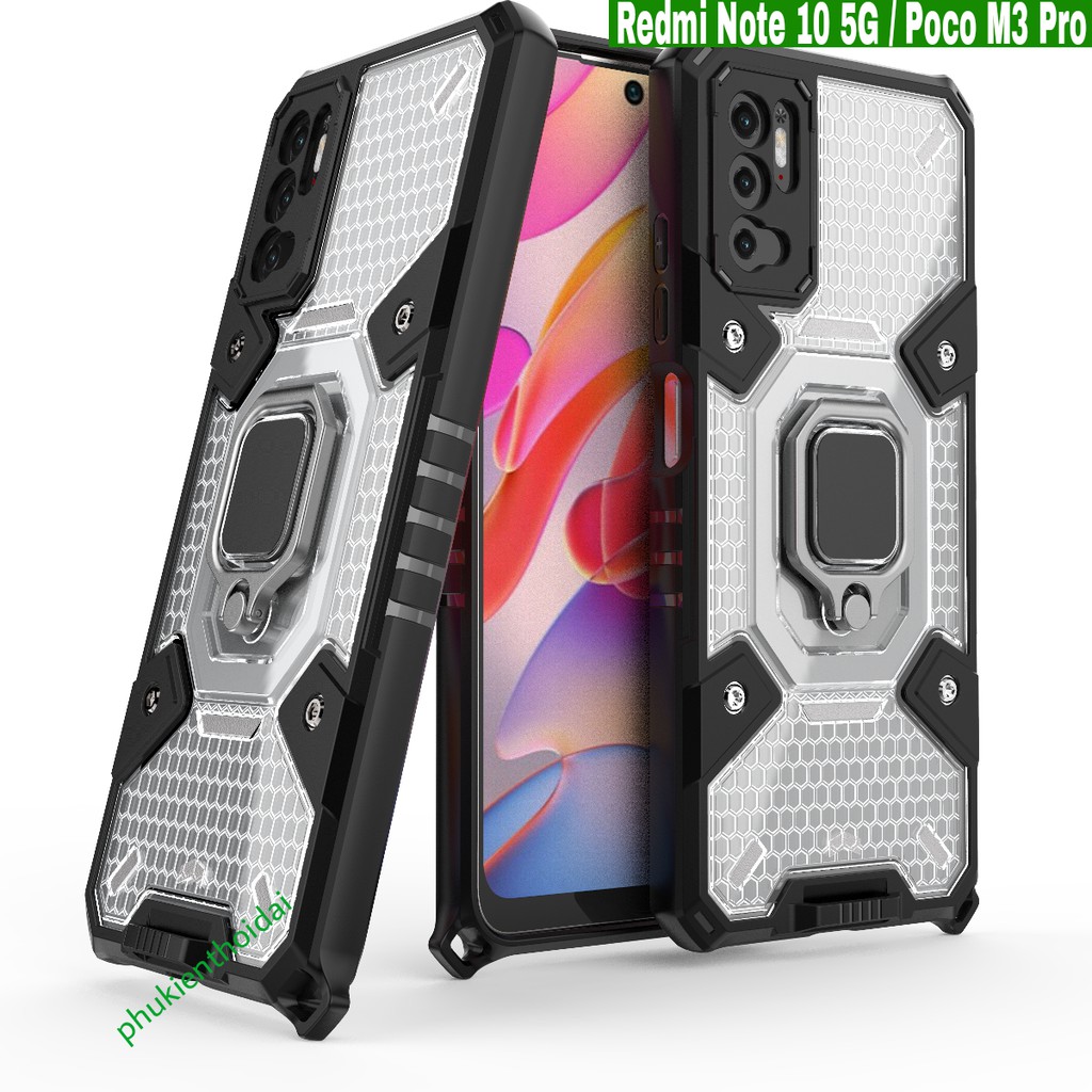 Ốp lưng Redmi Note 10 5G / Poco M3 Pro tổ Ong Iring không gian mới chống sốc giá đỡ xem phim