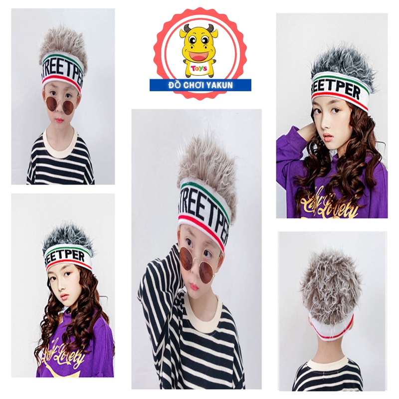 Tóc giả cho bé khói trắng dễ thương, mũ trẻ em phong cách hiphop cool ngầu
