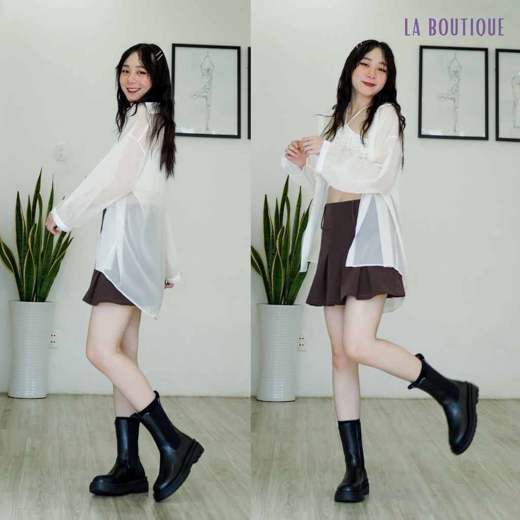 Áo sơ mi trắng xuyên thấu oversize form rộng LA BOUTIQUE