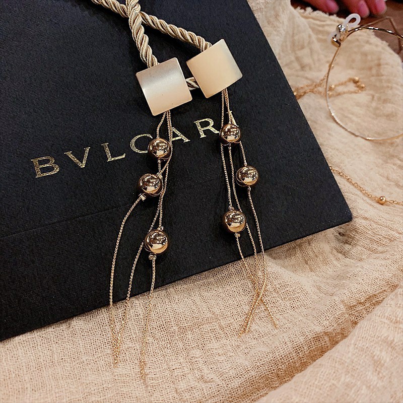 Bông tai mặt vuông trơn dáng dài thanh lịch MS143