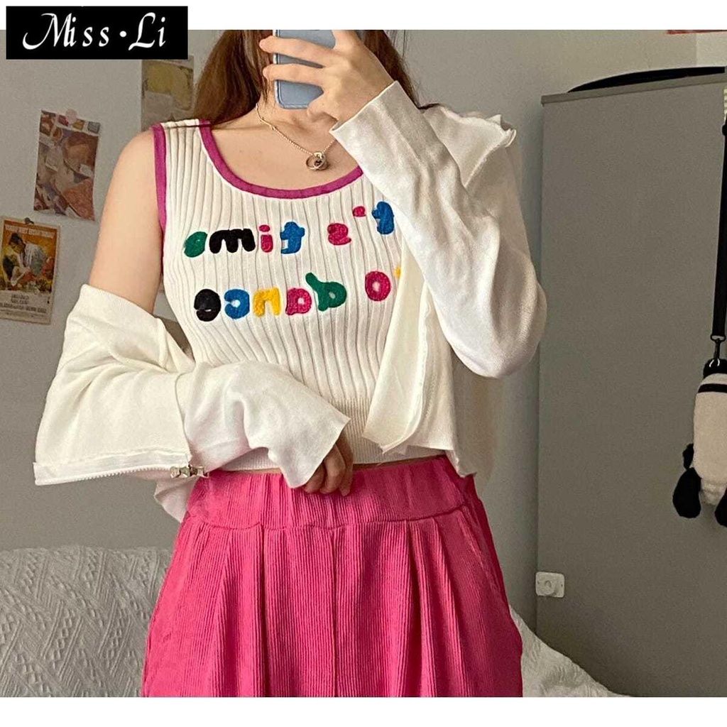 Áo Hai Dây Dệt Kim Dáng Ôm Phong Cách Hàn Quốc Mẫu Mới Thời Trang Mùa Hè 2022 Dành Cho Bạn Nữ