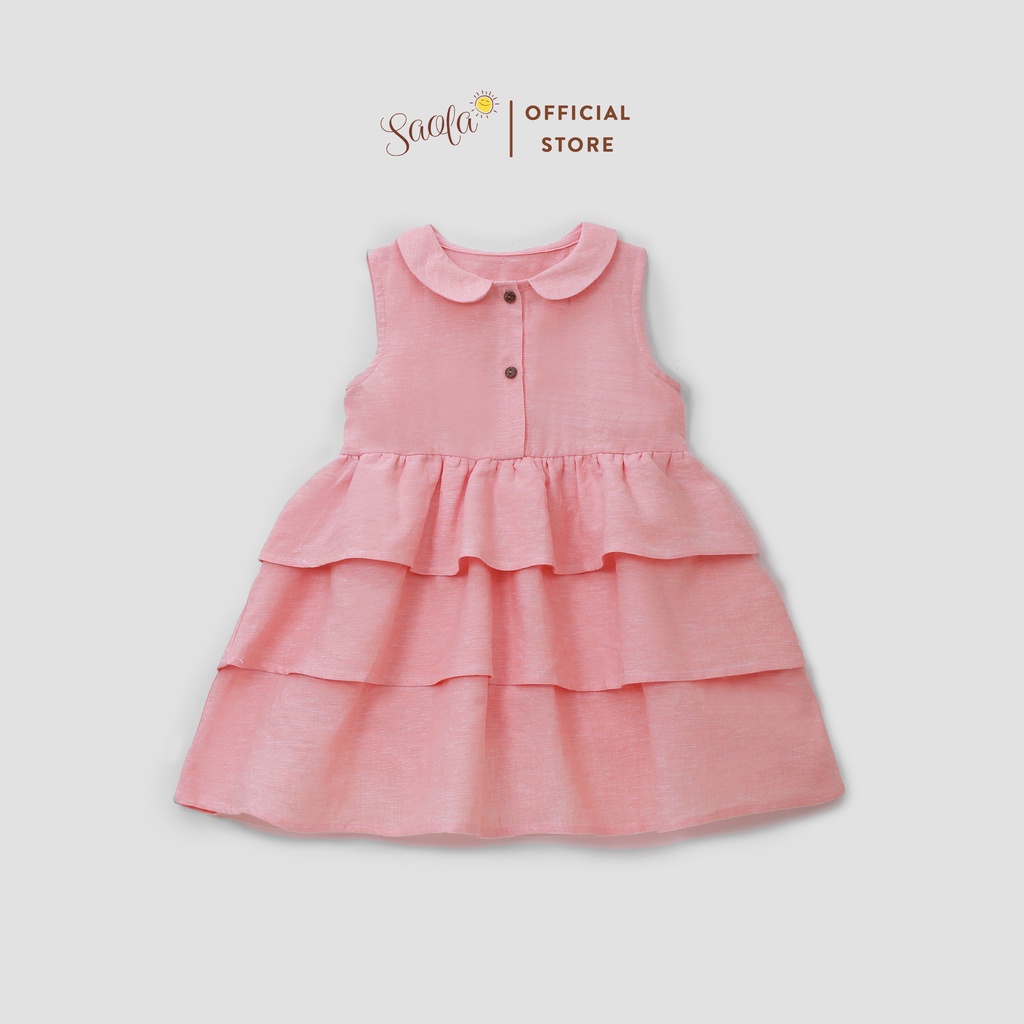 Đầm Bé Gái Tùng Xòe Ba Tầng Cổ Lá Sen Chất Liệu Linen Cao Cấp - KATERINA DRESS - DRL019 - SAOLA KIDS CLOTHING