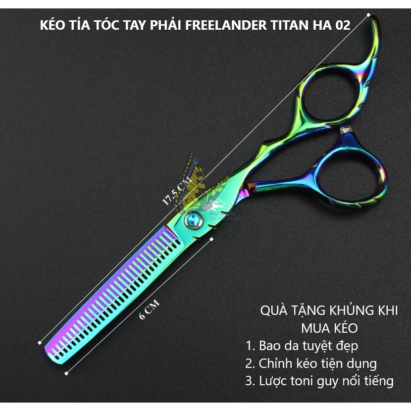 Bộ kéo cắt tóc Freelander titan HA 02 (Mua kéo đều được tặng bao da, lược toni, chỉnh kéo)