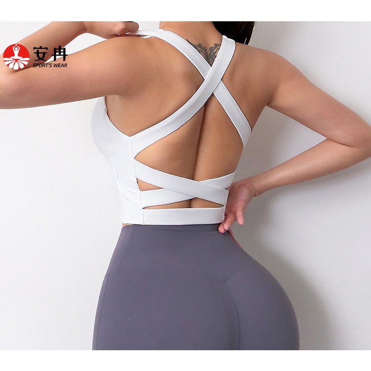 Áo lót thể thao Anran có đệm ngực chống sốc thiết kế dây đan chéo trẻ trung