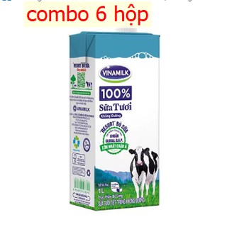 COMBO 6 HỘP SỮA TƯƠI TIỆT TRÙNG VINAMILK 100% KHÔNG ĐƯỜNG, CÓ ĐƯỜNG, ÍT ĐƯỜNG - HỘP GIẤY 1L