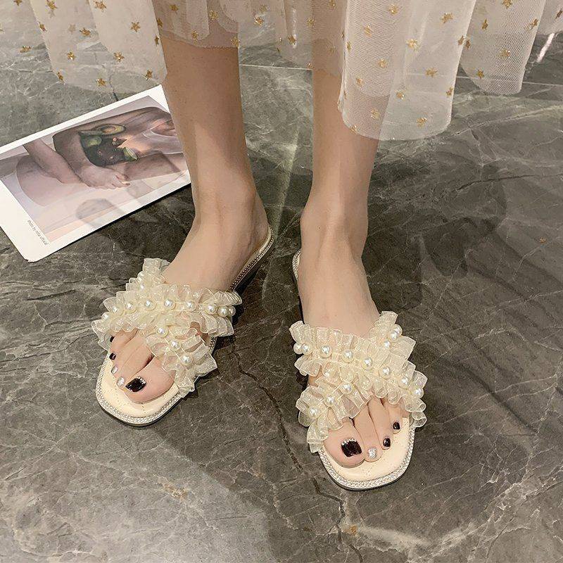 Dép Sandal Đế Mềm Quai Chéo Phối Ren Phong Cách Mới