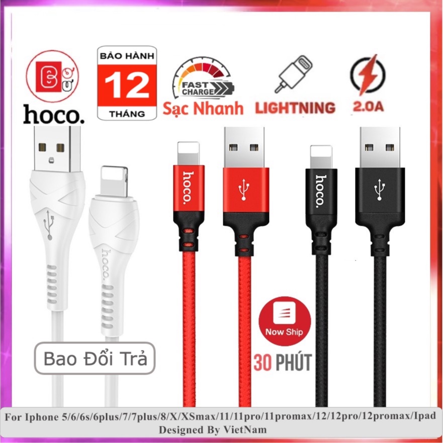 Dây Cáp Sạc NHANH Ip Lightning SIÊU BỀN Hoco X14, Chính Hãng Nhập Khẩu Đài Loan - Bơ Bư