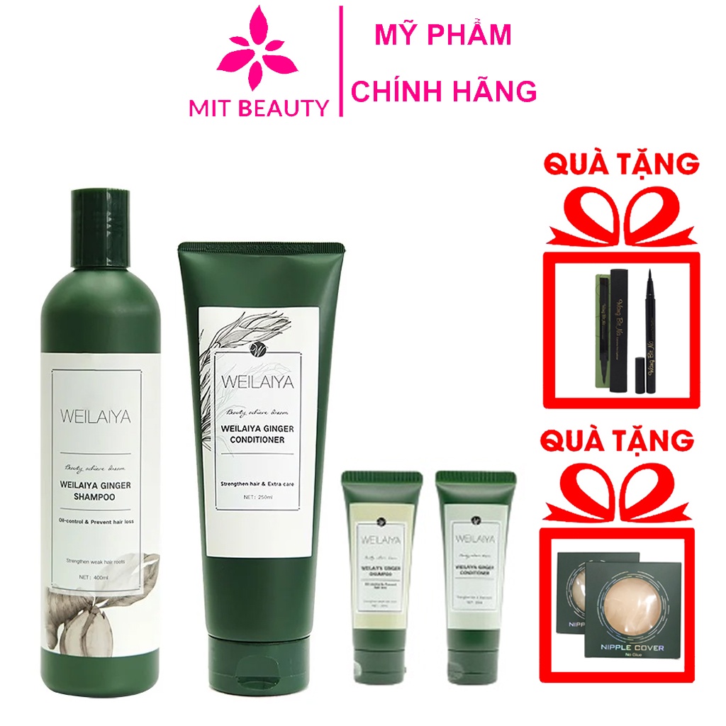 Dầu Gội Xả Gừng Weilaiya, Dầu Gội Weilaiya Mit Beauty Kích Thích Mọc Tóc Mượt Tóc Giảm Gãy Rụng 400ml + 250ml