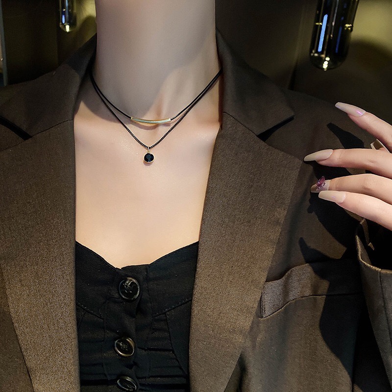 Dây Chuyền Hai Lớp Bi Đen Black Pie - Vani Store [TS000616]