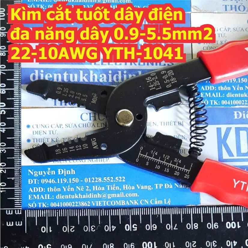 Kìm Kèm cắt tuốt dây điện đa năng dây 1041 0.5-2.5ly 22-10AWG HS-1041C 0.9-5.5mm2 22-10AWG YTH-1041 kde7595