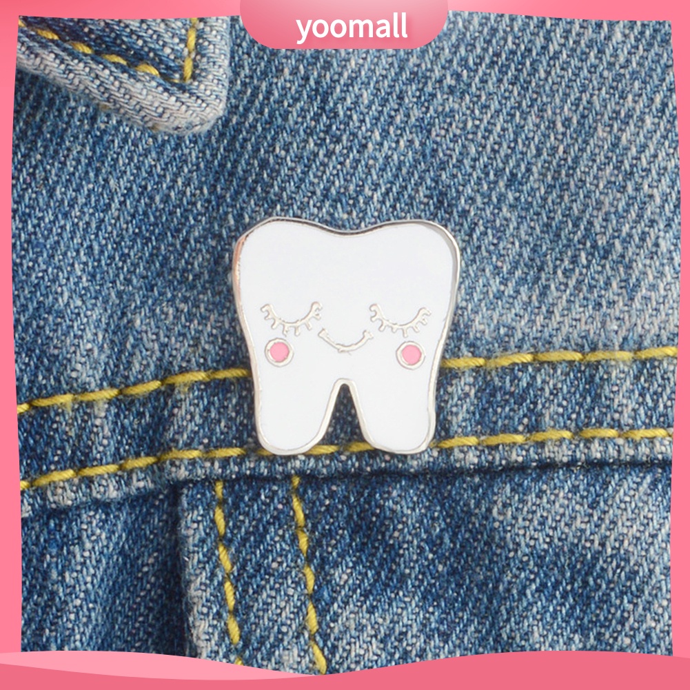 Ghim cài áo kim loại hình răng hoạt hình dễ thương