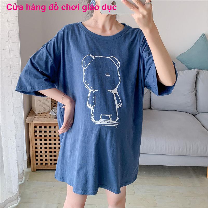 XINH XINH Quần áo bà bầu xuân hè, váy thun ngắn tay, thời trang hot mom cá tính, phong cách tây, hè RẺ QUÁ