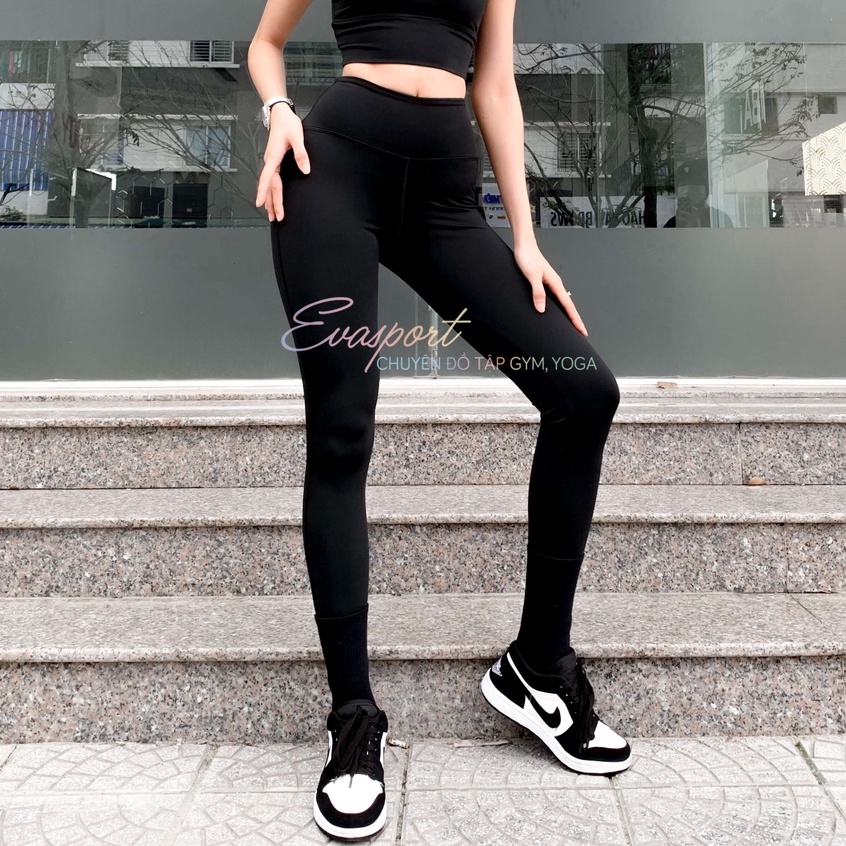 Quần Dài Legging Tập Gym Yoga Aerobic Nữ Lưng Cao Ôm Dáng Tôn Mông EvaSprort