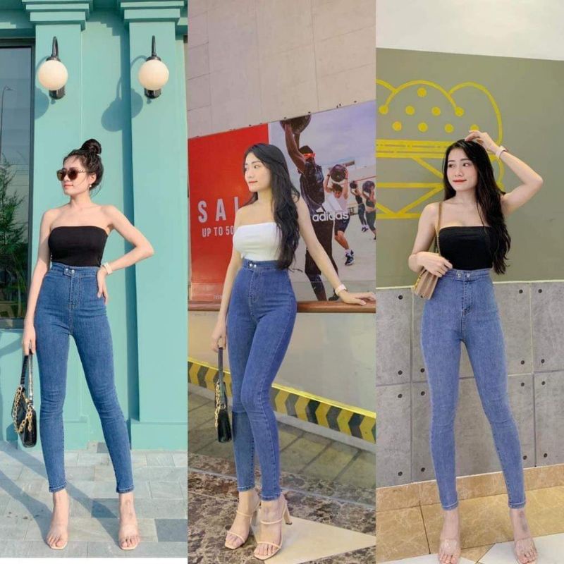 Quần jeans 2 khuy co giãn ôm dáng Chany Store
